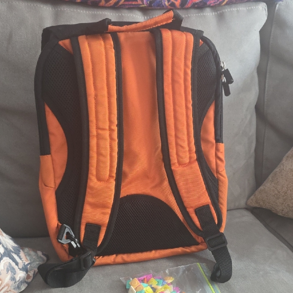 Orange and Black Backpack with Customizable Panel - Picture 4 of 8